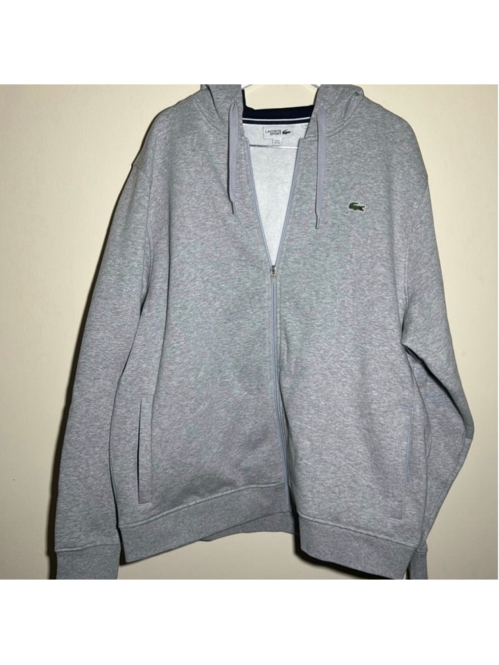 Men's Lacoste Sport Zip-Up Hoodie Grey Navy Size 4XL